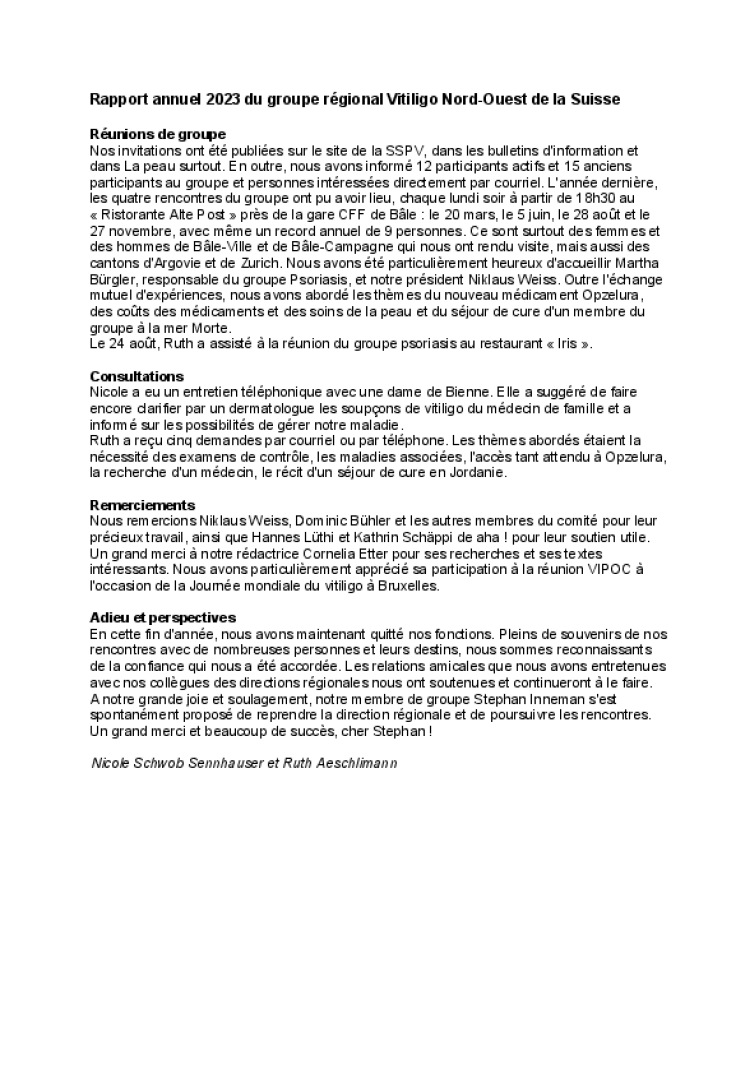 rapport annuel des groupes régionaux 2023