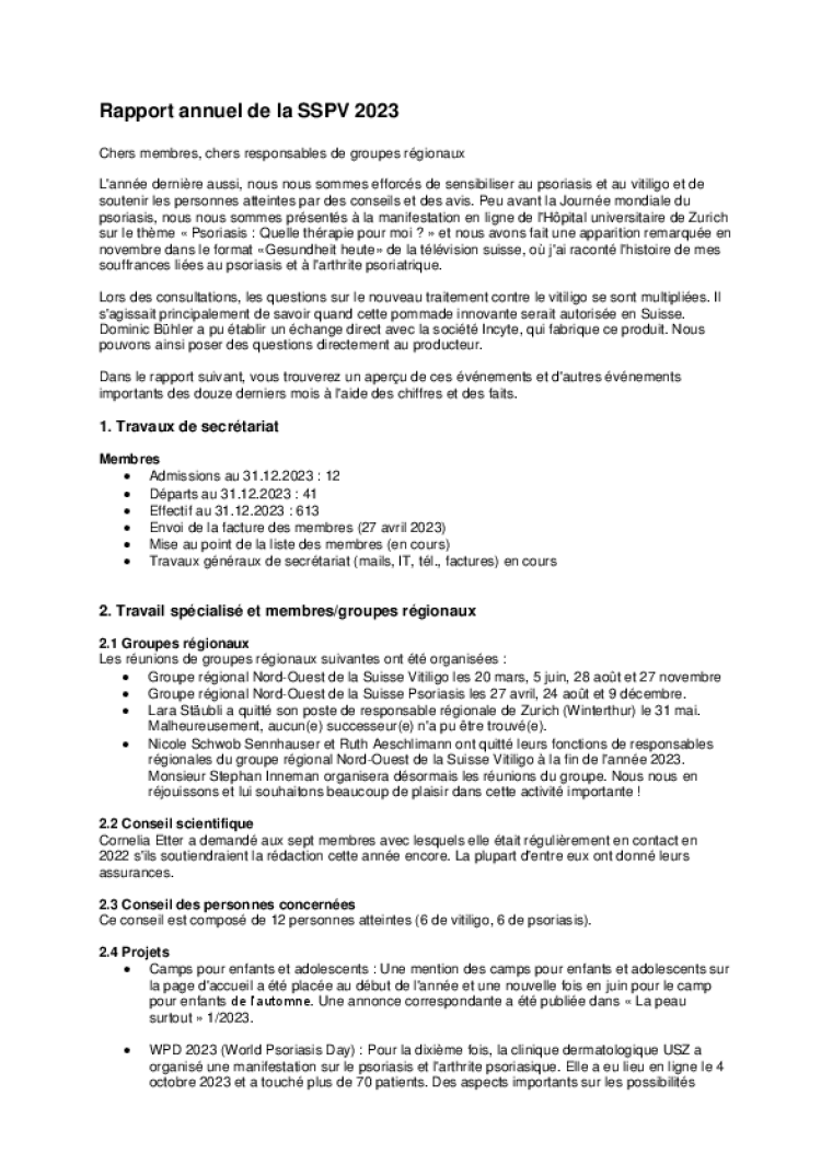 rapport annuel du président 2023
