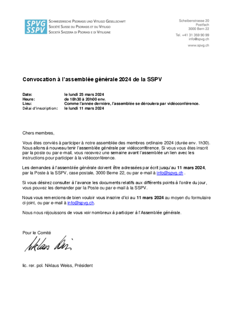 invitation ordre du jour ag 2024