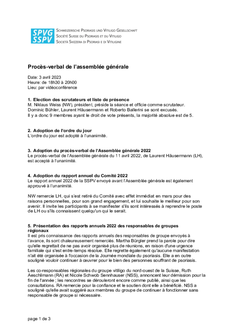procès verbal de l assemblée générale 2023