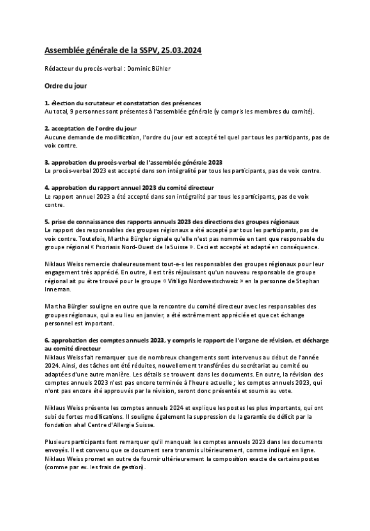 procès verbal de l ag 2024