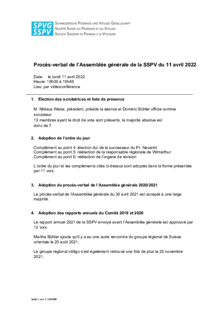 proces verbal assemblee generale du 11 avril 2022