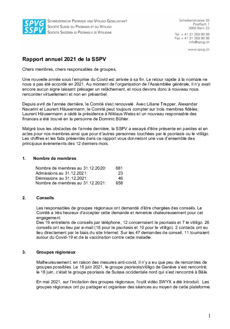 rapport annuel du president 2021