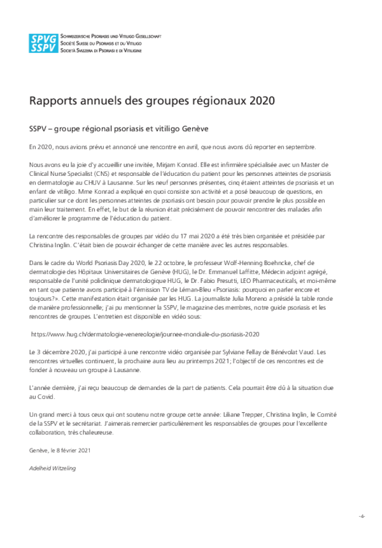 rapports annuels groupes régionaux 2020