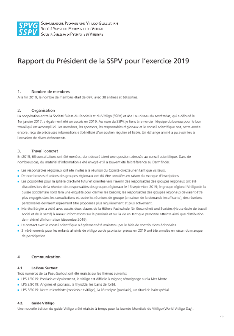 rapport du president 2019