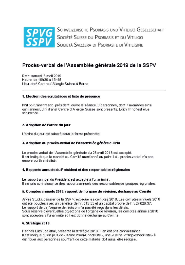 procès verbal de l assemblée générale 2019