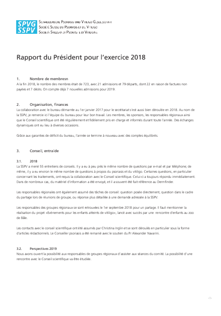 apport annuel du president 2018